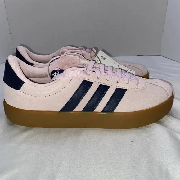 Adidas Court 3.0 Pink and Blue Women's Athletic Shoes - Picture 3 of 9